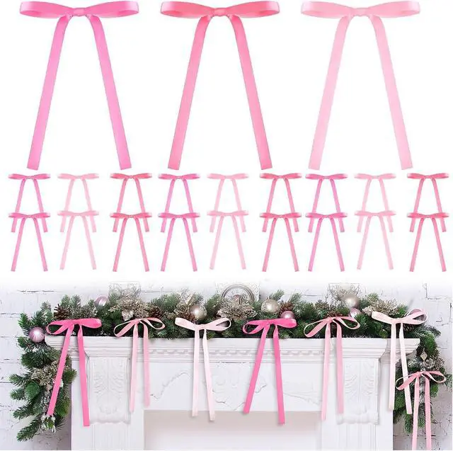 Main image of 24 Pcs 5" x 7" Christmas Bows Hot Pink Series Coquette Decor