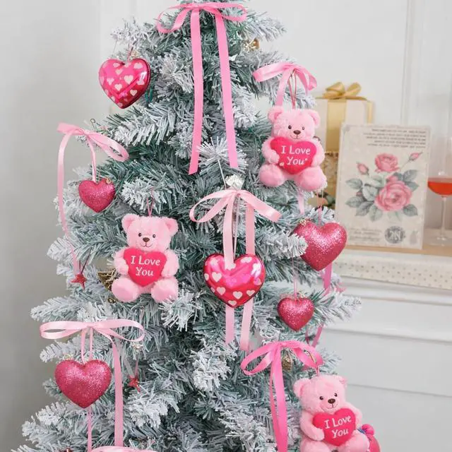 Alt view image 3 of 6 - 24 Pcs 5" x 7" Christmas Bows Hot Pink Series Coquette Decor