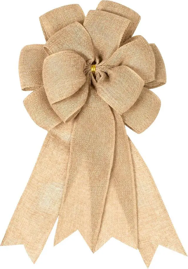 Main image of Burlap Bow for Wreath Already Made, 14.9 x 9 Inches