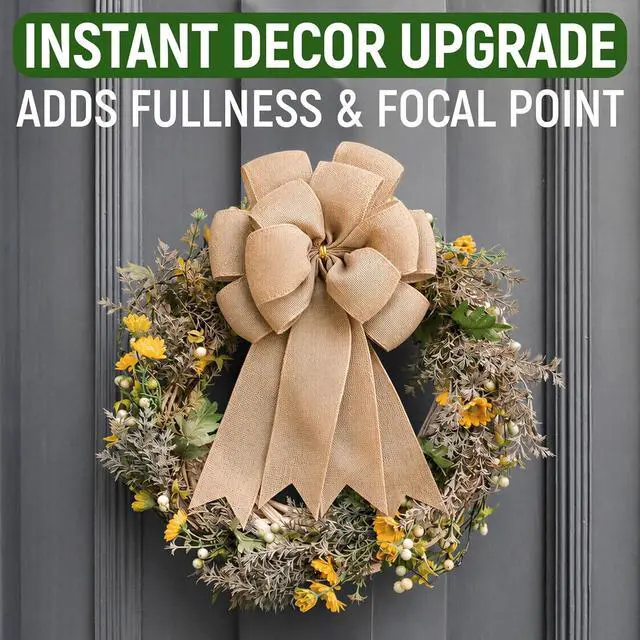 Alt view image 2 of 7 - Burlap Bow for Wreath Already Made, 14.9 x 9 Inches