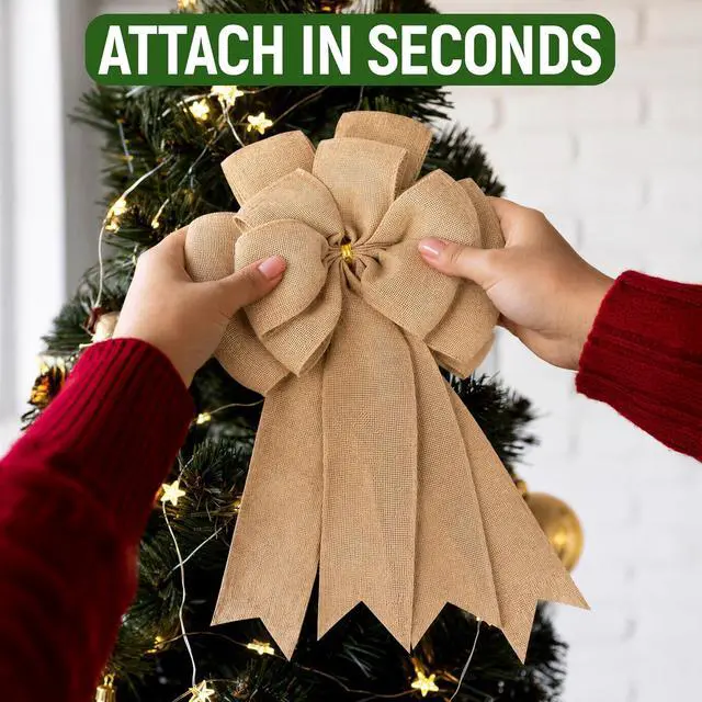 Alt view image 5 of 7 - Burlap Bow for Wreath Already Made, 14.9 x 9 Inches