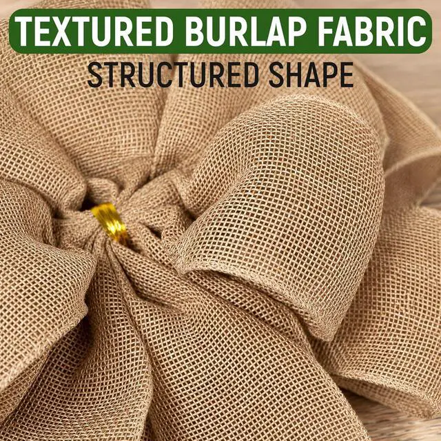 Alt view image 6 of 7 - Burlap Bow for Wreath Already Made, 14.9 x 9 Inches