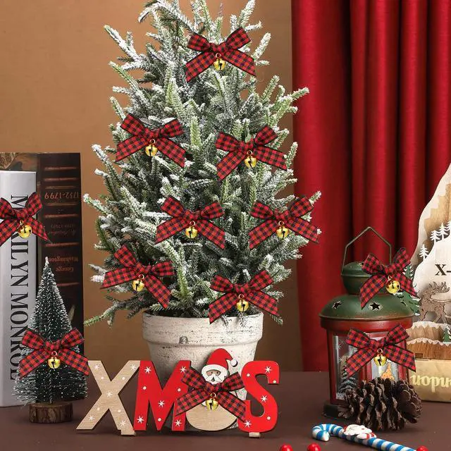 Alt view image 2 of 7 - Dingion 50 Pcs Christmas Bow Bell, Red and Black, Polyester