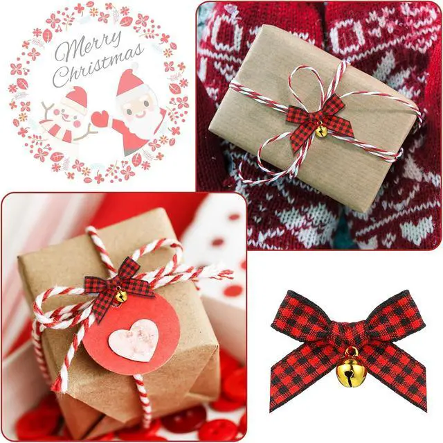 Alt view image 6 of 7 - Dingion 50 Pcs Christmas Bow Bell, Red and Black, Polyester