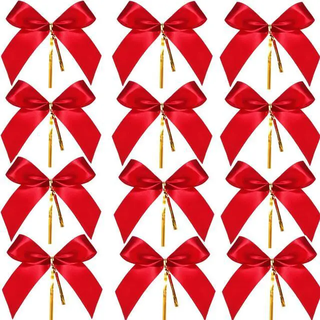 Main image of Sumind 48 Pcs Red Bows for Christmas Tree Wreath Gift Decor, 5 x 4 Inch