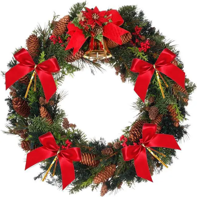 Alt view image 5 of 7 - Sumind 48 Pcs Red Bows for Christmas Tree Wreath Gift Decor, 5 x 4 Inch
