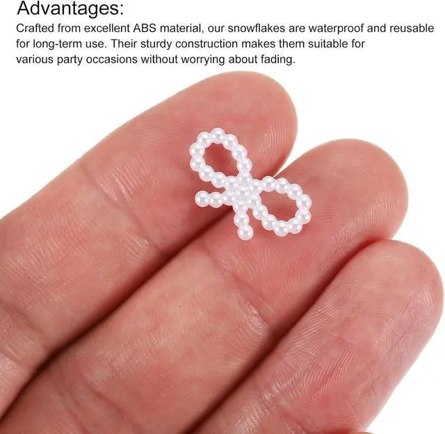 Alt view image 3 of 5 - MECCANIXITY Tiny Glitter Christmas Bows ABS Pearl-Like Bow White 100 Pcs