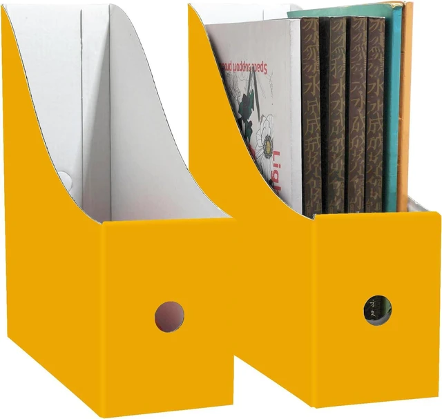 Main image of Limitliho 2 Pack Yellow Cardboard Magazine File Holder for Desk or Shelves