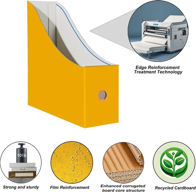 Alt view image 2 of 5 - Limitliho 2 Pack Yellow Cardboard Magazine File Holder for Desk or Shelves