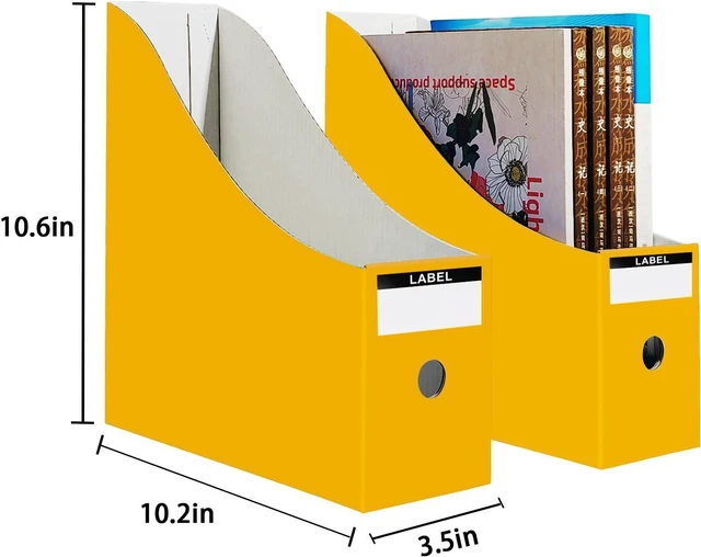Alt view image 3 of 5 - Limitliho 2 Pack Yellow Cardboard Magazine File Holder for Desk or Shelves