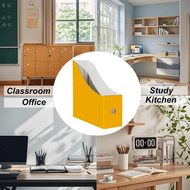 Alt view image 4 of 5 - Limitliho 2 Pack Yellow Cardboard Magazine File Holder for Desk or Shelves