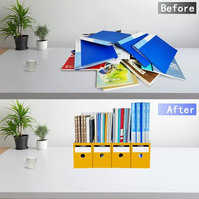 Alt view image 5 of 5 - Limitliho 2 Pack Yellow Cardboard Magazine File Holder for Desk or Shelves