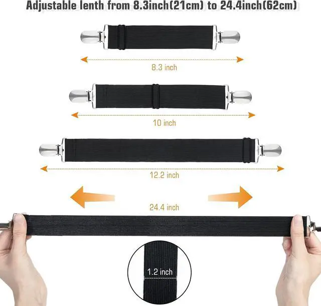 Alt view image 3 of 7 - Korlon 8 Pack Sheet Straps, Adjustable Elastic Fitted Sheet Holder Clips