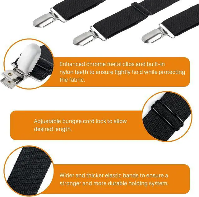Alt view image 4 of 7 - Korlon 8 Pack Sheet Straps, Adjustable Elastic Fitted Sheet Holder Clips