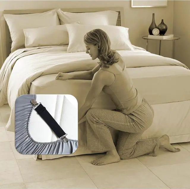 Alt view image 3 of 7 - RayTour Sheet Straps Bed Sheet Keeper Holder for Corners Sheet Stays Suspender Clips Fitted Sheet Holder Clips Garters Fasteners Mattress Clamps