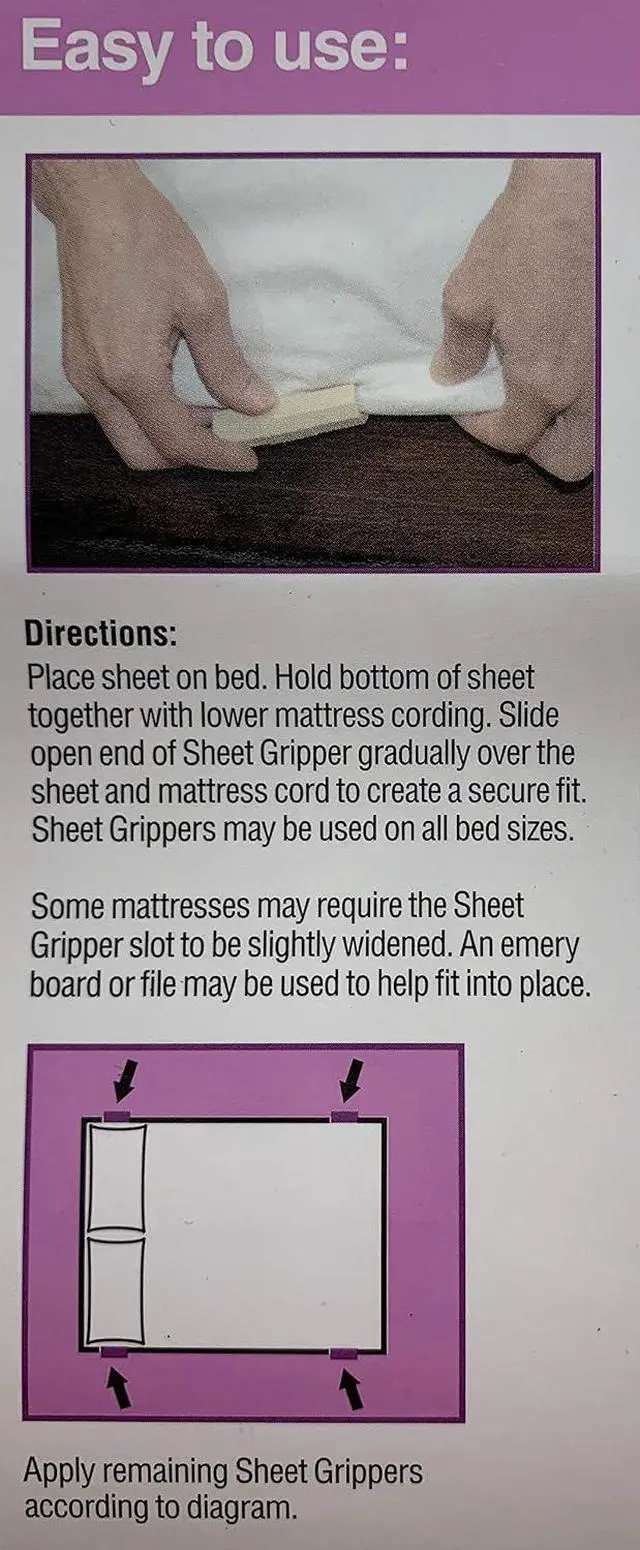 Alt view image 4 of 6 - Fresh Ideas Bed Sheet Grippers Easy to Use Sheet Holders for Mattresses with Traditional Welting Seams, 4 Count