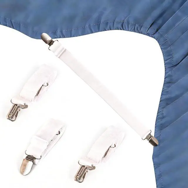 Main image of Adjustable Elastic Fitted Sheet, Anti-Slip Mattress Corner Grips, Suitable for Sheets, Sofa Cushions, and Tablecloths, 4-Piece Set (White)