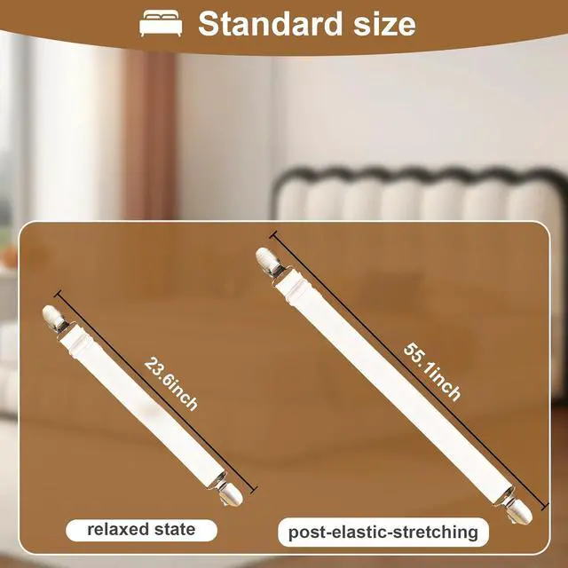 Alt view image 2 of 7 - Adjustable Elastic Fitted Sheet, Anti-Slip Mattress Corner Grips, Suitable for Sheets, Sofa Cushions, and Tablecloths, 4-Piece Set (White)