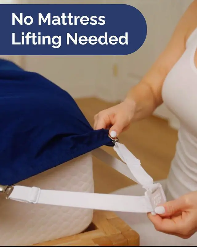 Alt view image 3 of 7 - Bed Sheet Holders - Adjustable Elastic Fasteners with Metal Clips