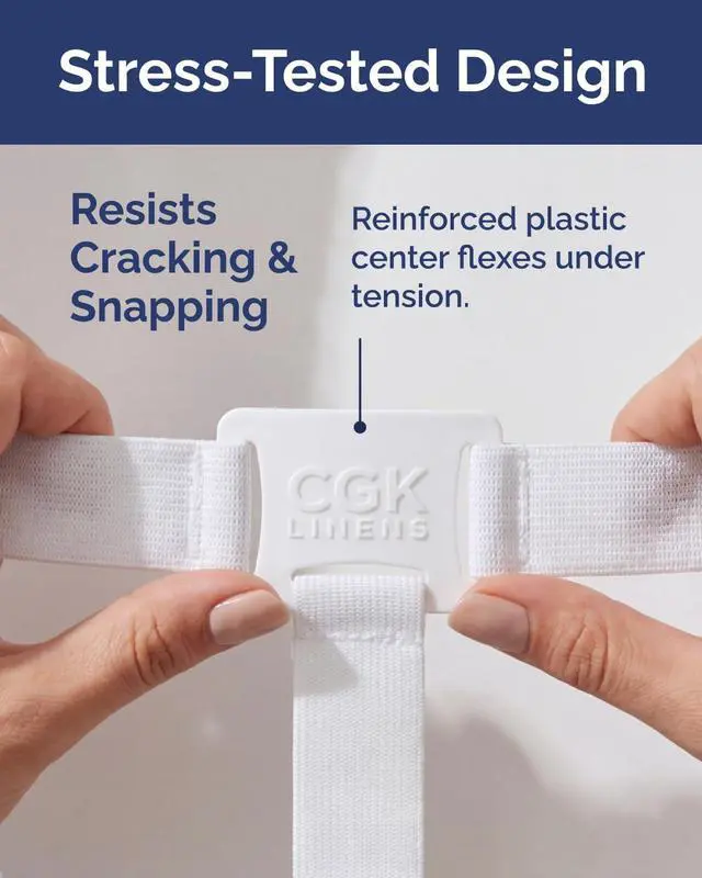 Alt view image 4 of 7 - Bed Sheet Holders - Adjustable Elastic Fasteners with Metal Clips