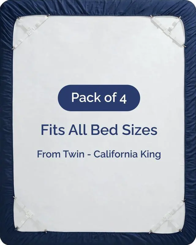 Alt view image 6 of 7 - Bed Sheet Holders - Adjustable Elastic Fasteners with Metal Clips
