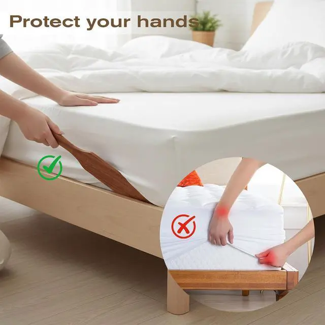 Alt view image 5 of 7 - Mattress Lifter Bed Sheet Tucker Tool, Bed Making Tool Protect Your Back, Hand, Reduce Excess Strain for Bed Sheet Change Neatly and Easy, Wooden Mattress Tucker Paddle for Changing Sheets Bed Skirts