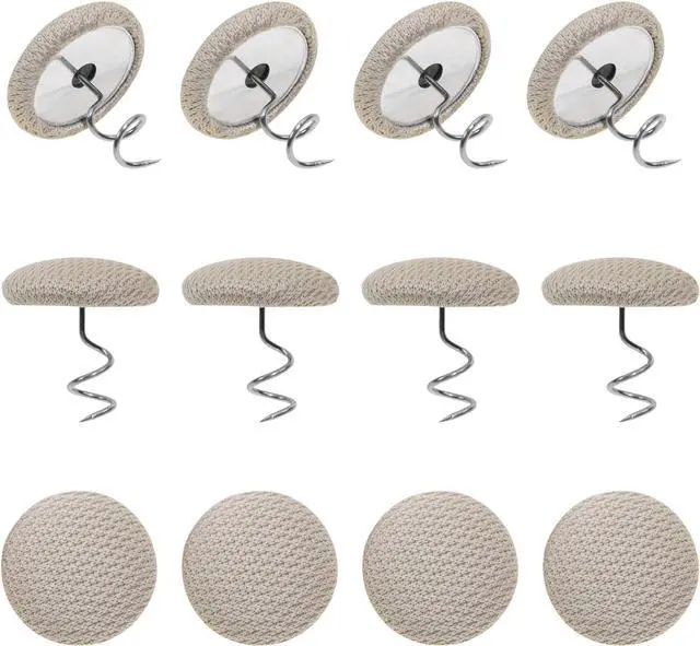 Main image of Mini Skater Small Upholstery Pins Linen Fabric Covered Button Twist Pins Classy Bed Skirt Pins for Slipcovers Headliners Fixed, Pack of 12 (Beige)