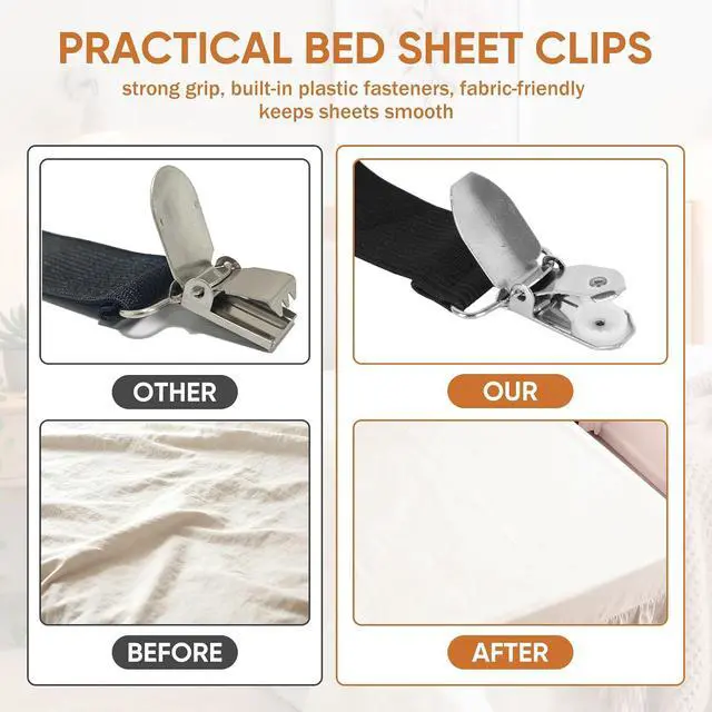 Alt view image 5 of 7 - Bed Sheet Holder Straps, 2Pcs Elastic Adjustable Bed Sheet Grippers
