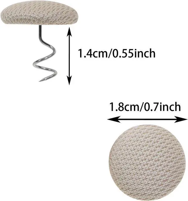 Alt view image 2 of 5 - Mini Skater Small Upholstery Pins Linen Fabric Covered Button Twist Pins Classy Bed Skirt Pins for Slipcovers Headliners Fixed, Pack of 12 (Beige)
