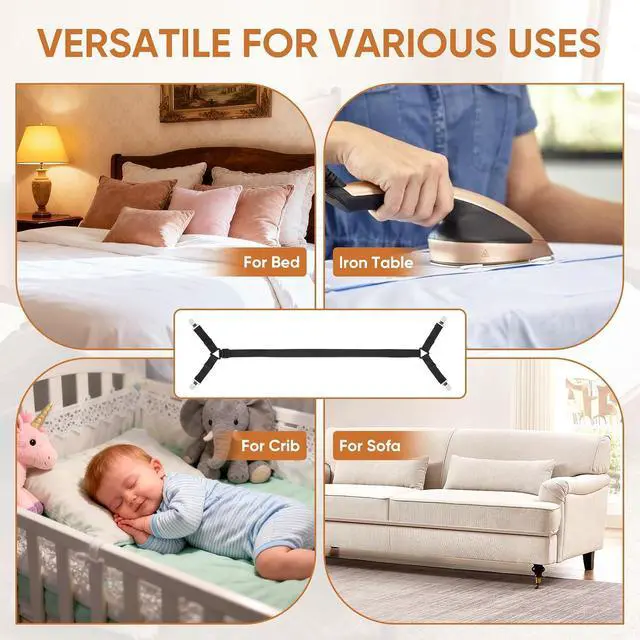 Alt view image 7 of 7 - Bed Sheet Holder Straps, 2Pcs Elastic Adjustable Bed Sheet Grippers