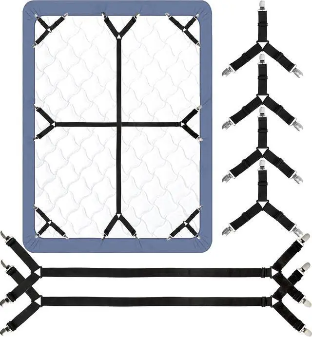 Main image of Attmu 6 Pack Bed Sheet Straps Fitted Bed Sheet Fasteners Clips Black
