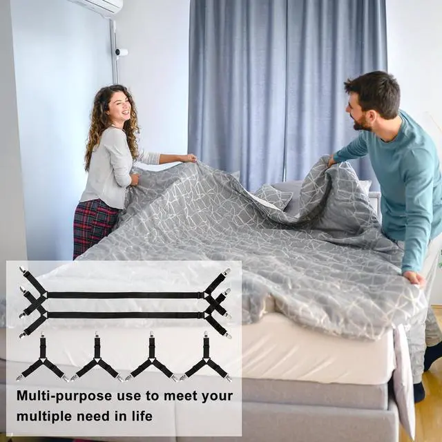 Alt view image 5 of 7 - Attmu 6 Pack Bed Sheet Straps Fitted Bed Sheet Fasteners Clips Black