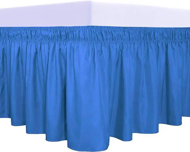 Main image of PureFit Wrap Around Ruffled Bed Skirt, Blue, Queen/King - 14" Drop