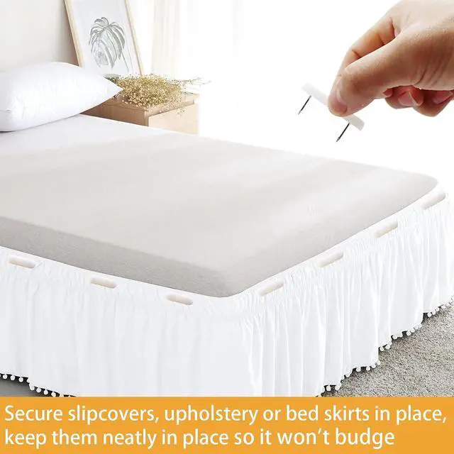 Alt view image 5 of 7 - 30 Piece Bed Skirt Pins or Holders for Upholstery, Slipcovers and Bedskirts