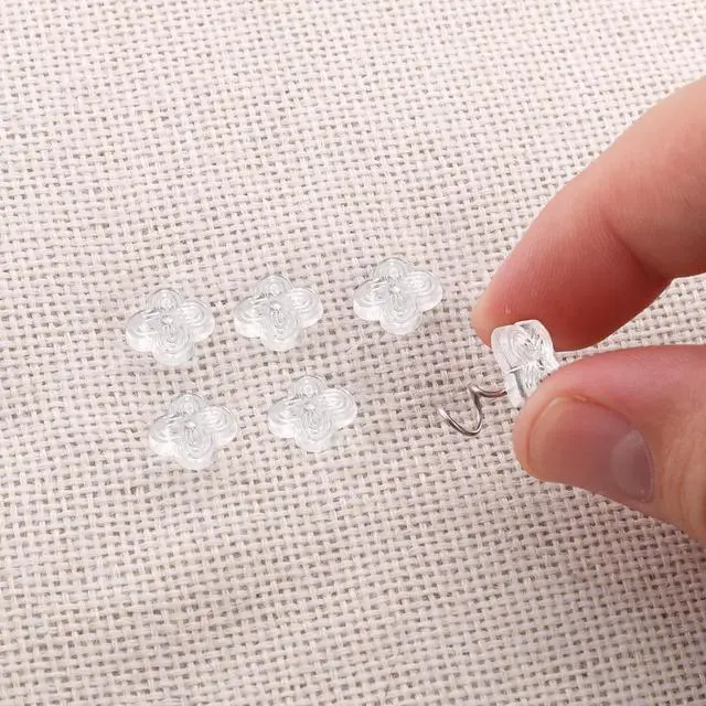 Alt view image 4 of 7 - 100pcs Bed Skirt Pins, 0.43 Inch Twist Pins with Clear Heads Upholstery Tacks Headliner Pin for Slipcovers and Bedskirts Holders (Four-Leaf Clover)