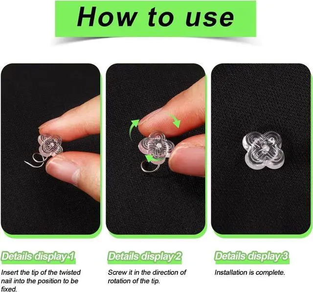 Alt view image 5 of 7 - 100pcs Bed Skirt Pins, 0.43 Inch Twist Pins with Clear Heads Upholstery Tacks Headliner Pin for Slipcovers and Bedskirts Holders (Four-Leaf Clover)