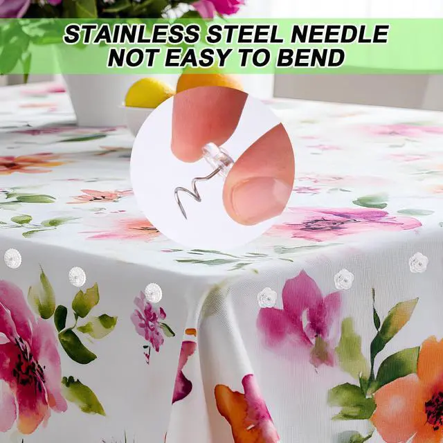 Alt view image 5 of 7 - 100pcs Bed Skirt Pins, Strong Hold Upholstery Tacks Headliner Pins Flower and Mushroom Clear Heads Spiral Push Pin Twist Pins for Fixing Slipcovers Bedskirts Furniture Drapery Quilt Fabrics in Place