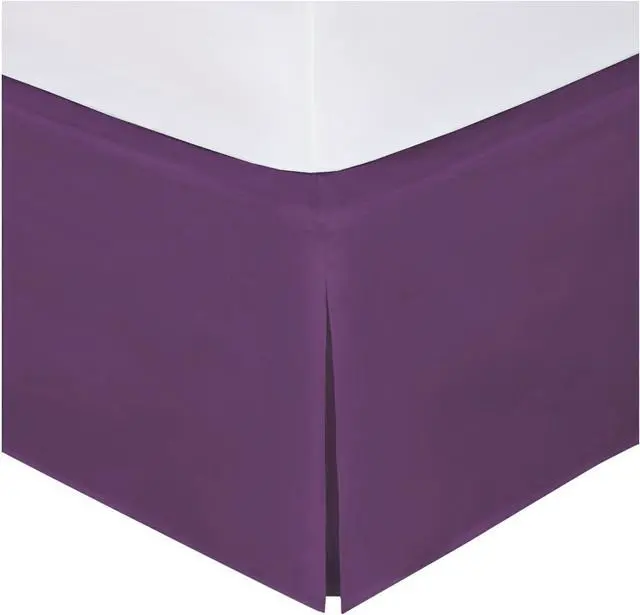 Main image of Linen Plus Twin Size Luxury Tailored Bed Skirt 14" Drop Pleated Styling Dust Ruffled Solid Dark Purple New
