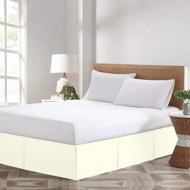 Main image of Comfort Beddings Magic Bed Skirt King 16 Inch Drop Bed Skirt 100% Cotton Blend No Mattress Lifter Wrap Around Bed Skirt with Non Split Corners - Ivory