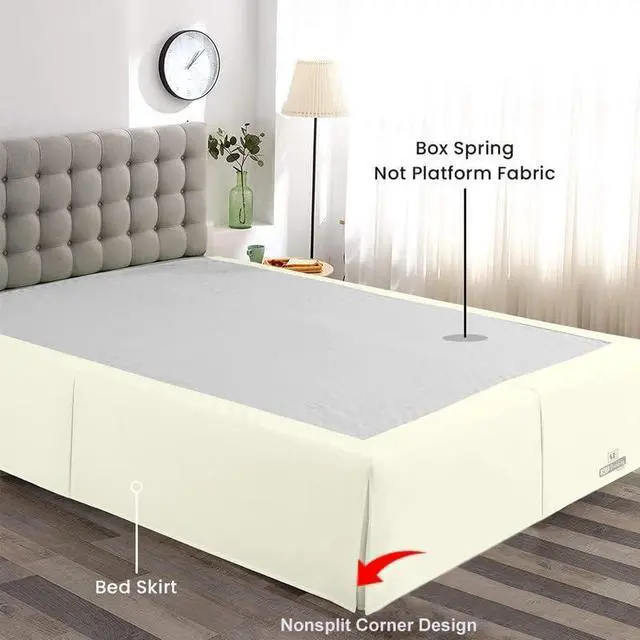 Alt view image 3 of 7 - Comfort Beddings Magic Bed Skirt King 16 Inch Drop Bed Skirt 100% Cotton Blend No Mattress Lifter Wrap Around Bed Skirt with Non Split Corners - Ivory