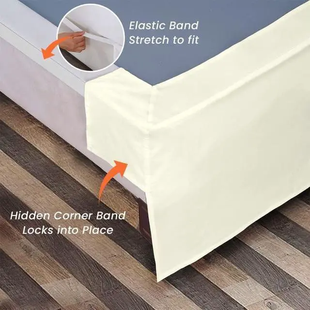 Alt view image 5 of 7 - Comfort Beddings Magic Bed Skirt King 16 Inch Drop Bed Skirt 100% Cotton Blend No Mattress Lifter Wrap Around Bed Skirt with Non Split Corners - Ivory