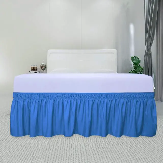 Alt view image 2 of 7 - PureFit Wrap Around Ruffled Bed Skirt, Blue, Queen/King - 14" Drop