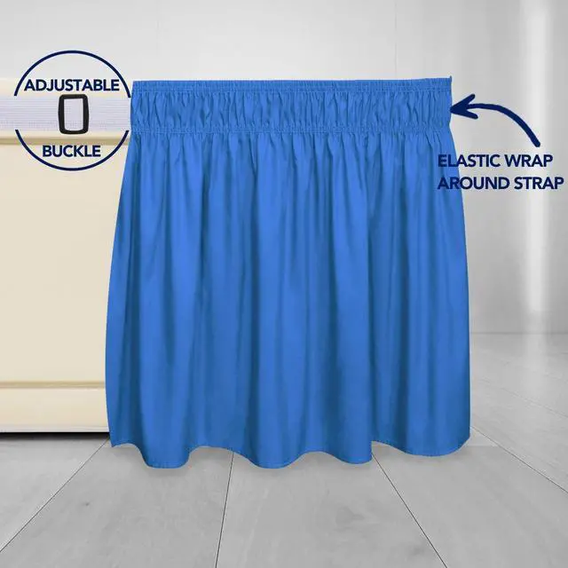 Alt view image 4 of 7 - PureFit Wrap Around Ruffled Bed Skirt, Blue, Queen/King - 14" Drop