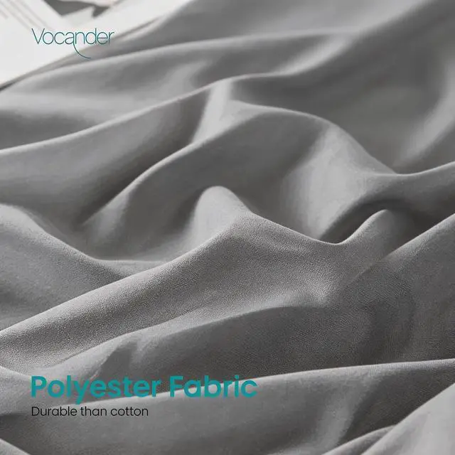 Alt view image 6 of 7 - Vocander Grey Twin Bed Skirt 14 Inch Drop, Elastic Wrap Dust Ruffle