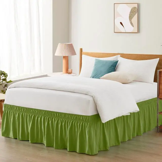 Main image of Entisn Sage Green Wrap Around Bed Skirt, Twin Twin XL 18-Inch Brushed Drop