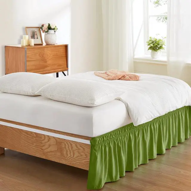 Alt view image 2 of 7 - Entisn Sage Green Wrap Around Bed Skirt, Twin Twin XL 18-Inch Brushed Drop