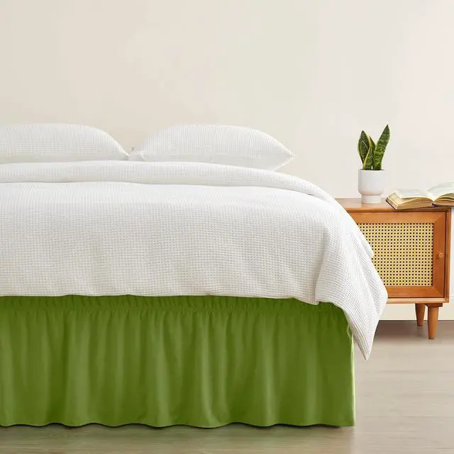 Alt view image 3 of 7 - Entisn Sage Green Wrap Around Bed Skirt, Twin Twin XL 18-Inch Brushed Drop
