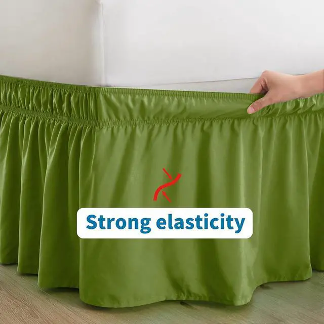 Alt view image 5 of 7 - Entisn Sage Green Wrap Around Bed Skirt, Twin Twin XL 18-Inch Brushed Drop