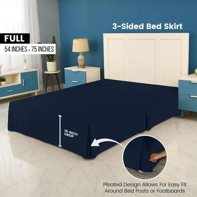 Alt view image 2 of 7 - Full Bed Skirt, Hides Under-Bed Storage 16 Inch Drop, Pleated, White