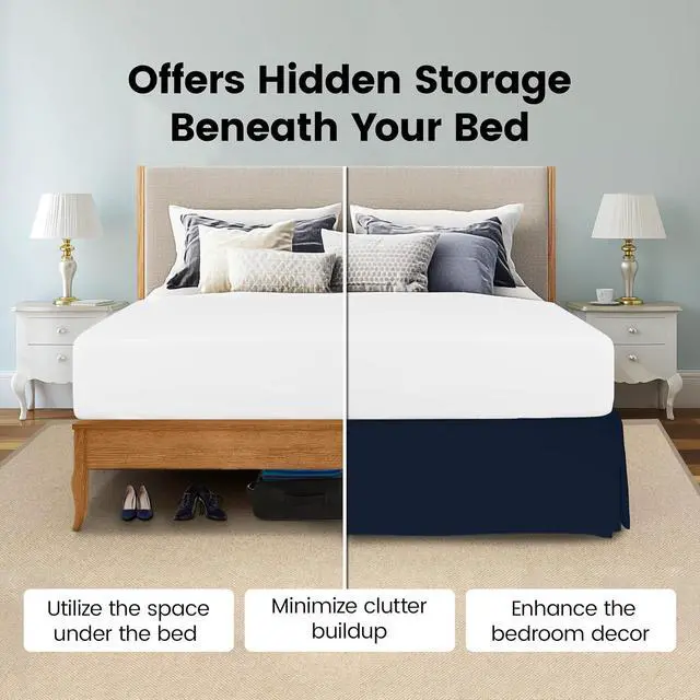 Alt view image 3 of 7 - Full Bed Skirt, Hides Under-Bed Storage 16 Inch Drop, Pleated, White